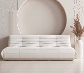 White boucle couch