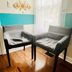 TWO GRAY CHAIRS WITH REMOVABLE/WASHABLE COVERS