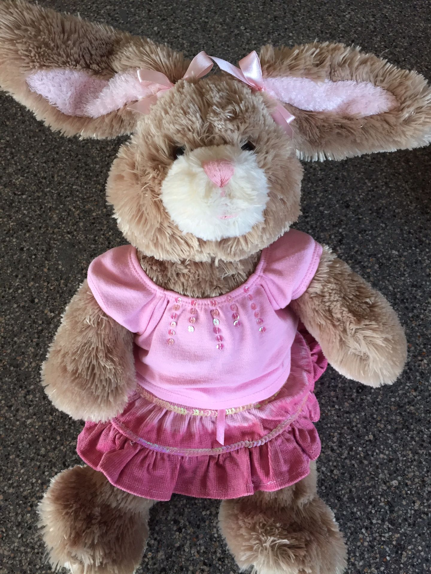 🐰 New BUILD A BEAR Workshop 22” EASTER BUNNY, Large Size Plush Stuffed Bunny Rabbit plus Build a Bear Pink 2 Piece Easter Outfit, Great for the Eas