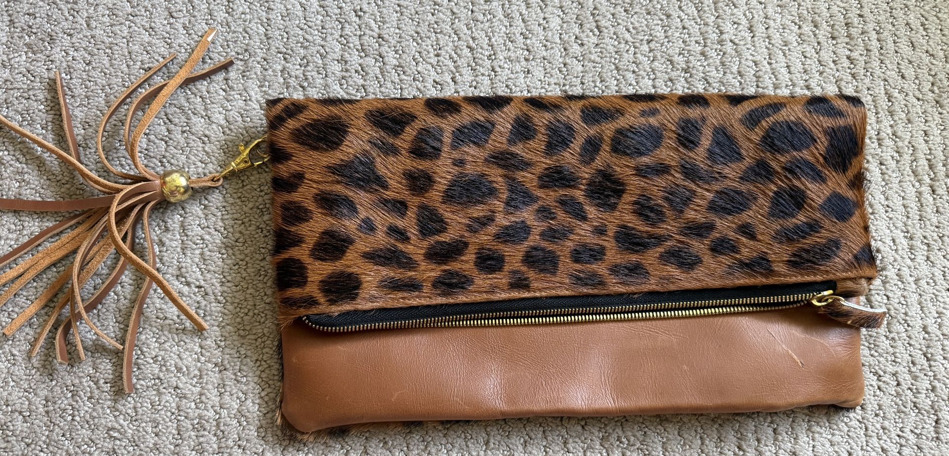 Leather /Animal Print Clutch