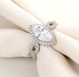 NOW ON SALE!! 925 Sterling Silver Engagement Wedding Ring