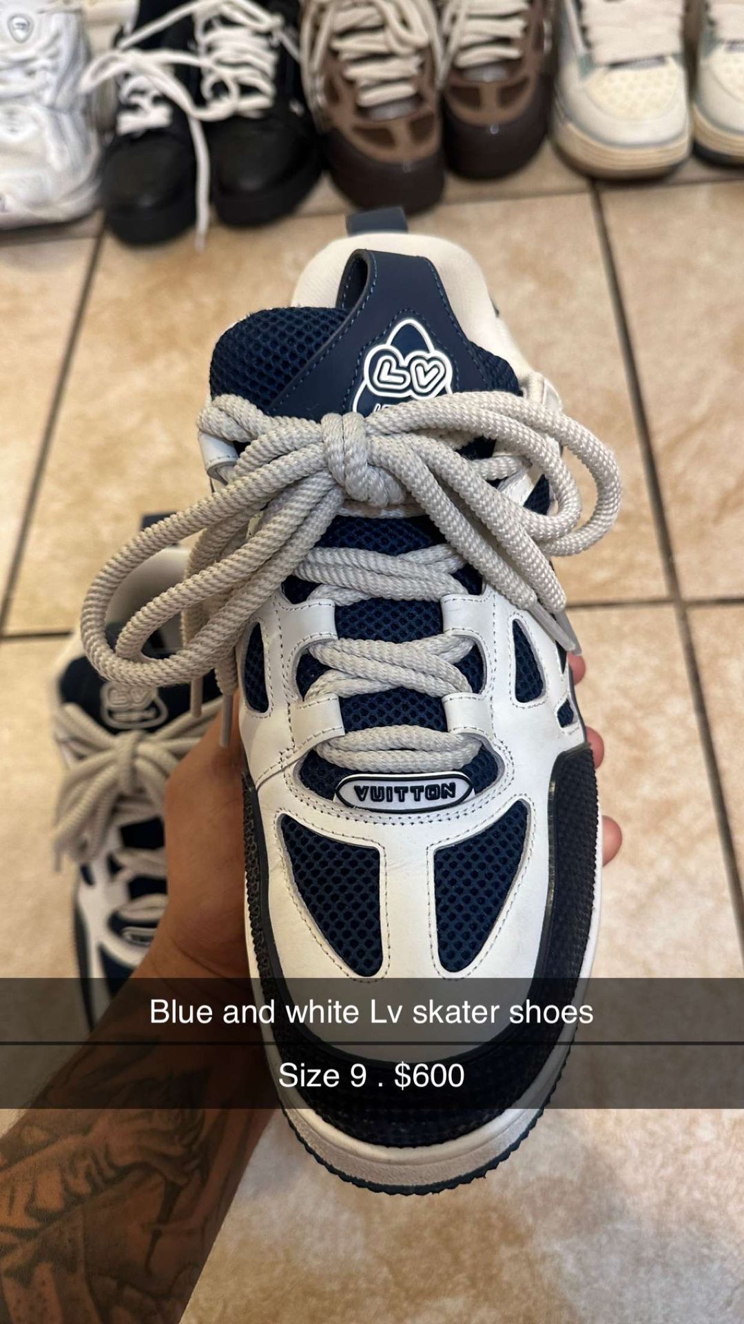 Blue And White Louis Vuitton Skater Shoes(size 9)