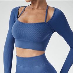 Blue- Workout Long Sleeve With Compression Size L