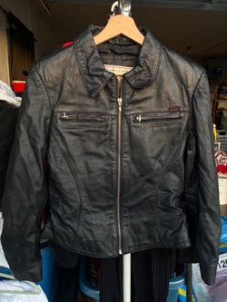 Vintage 80’s Women’s Guess Leather Jacket Black Medium