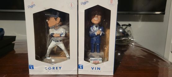 Dodgers Vin Scully and Corey Seager Bobbleheads