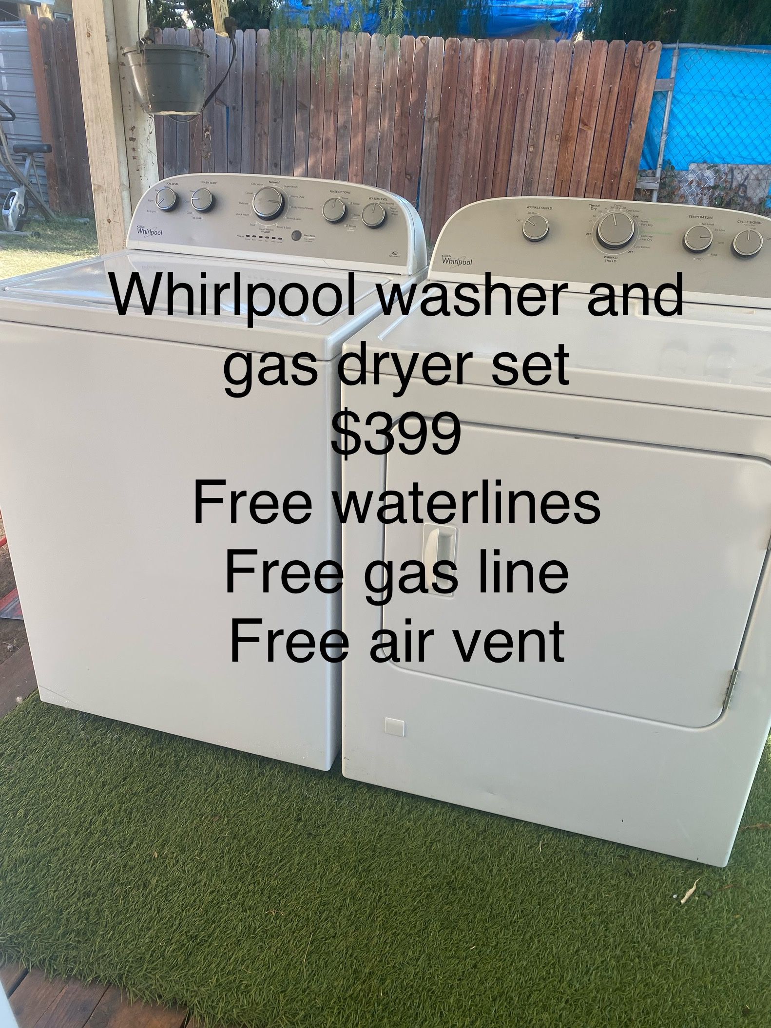 Whirlpool matching washer and gas dryer set