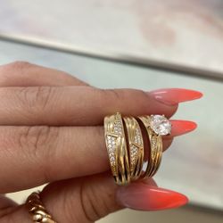 Trío De Matrimonio Oro 14 Kt 
