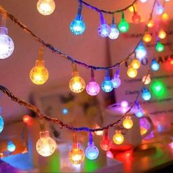 1pcs LED Crystal Ball String Lights Powered By Batteries (Not Included), Kids Room Decoration, Children's Birthday Party Decorations, Baby Shower