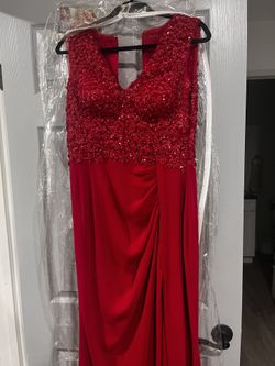 bright red dress
