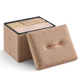 SONGMICS Small Folding Storage Ottoman