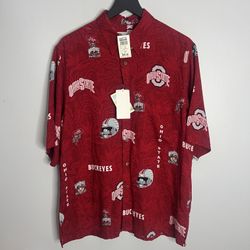 Reyn Spooner Ohio State Buckeyes Football Button Down Shirt Mens Medium Red NCAA