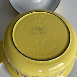 Descoware Yellow Cast Iron Dutch Oven Made in Belgium, Vintage 2