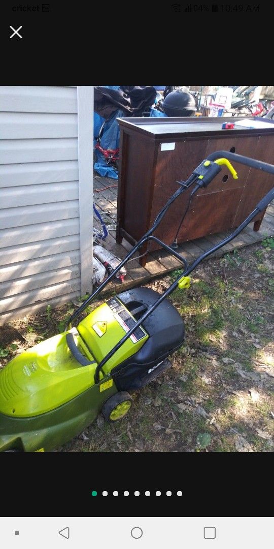 Green Works Electric Lawn Mower Sunjoe Mow. 14" 12 AMP Plug It In And Go
