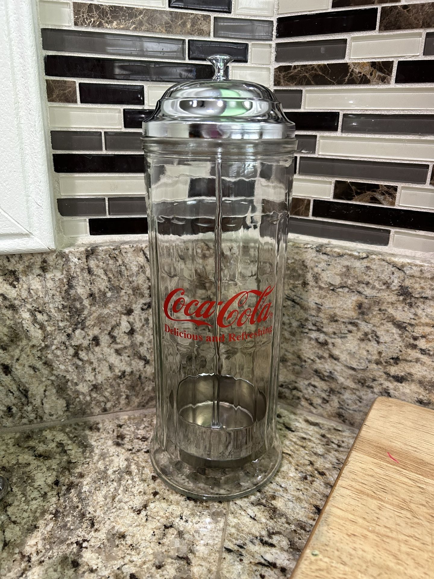 Vintage 1192 Coca-cola Diner Style Glass Straw Holder Dispenser