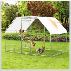 9.8 x 6.5 x6.5 FT Metal Chicken Coop, Chicken Run with Perch