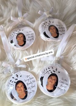 Personalized memorial ornaments quote in English & Spanish 🤍🎄 