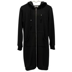 Elesol Womens S Zip Up Fleece Hoodie Tunic Sweatshirt Long Jacket Black Casual
