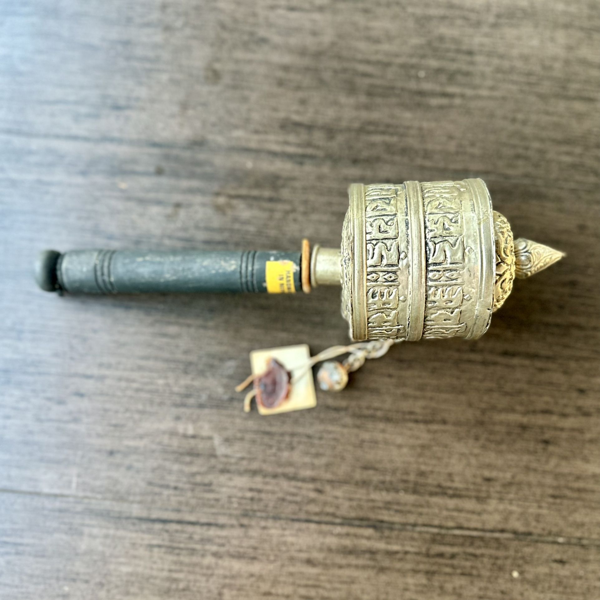 Beautiful antique vintage silver Tibetan prayer wheel