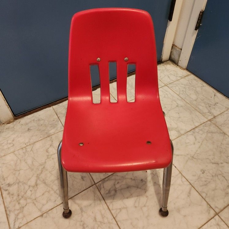 Red Stackable Student Child Plastic Chrome Chair **Sell By 10/10**