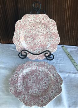 2 pink spode England plates