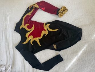 women’s xs alpha factor gymnastics leotard - black with flames