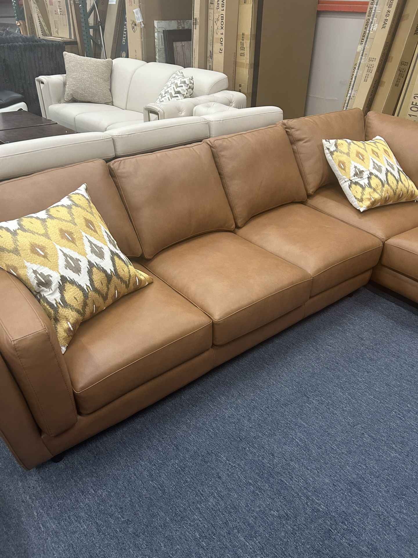 Modern Style Leather Sectionals Available, Same Day Delivery 