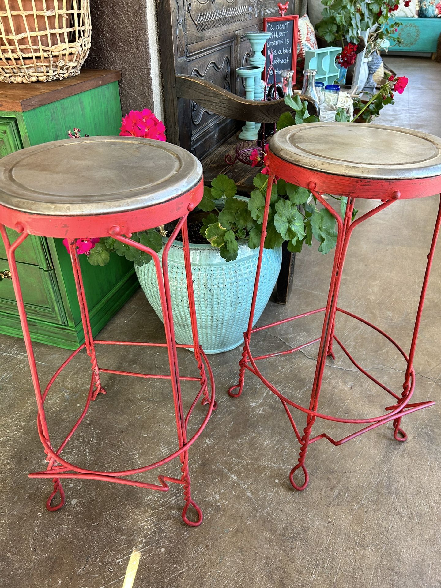 2 Bar Stools - Plant Stands 