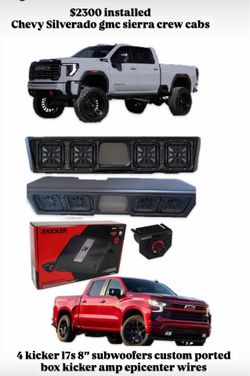 CHEVY SILVERADO GMC SIERRA CREW CABS FULL BASS PACKAGE CUSTOM BOX INSTALLED