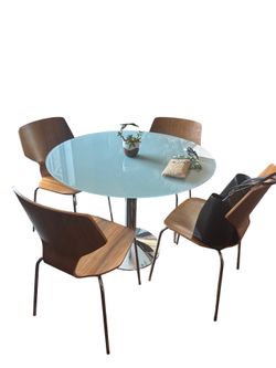Round glass table and chairs