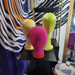 Colorful Wig / Mannequin Heads (Lot of 3)