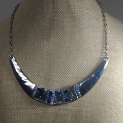 By Ballet Silver Tone Hammered Crystal Necklace 