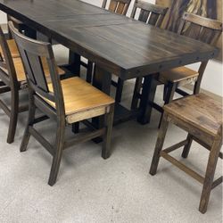 Rustic 8-Chair Dining Table 