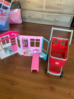 Target cart and Barbie house