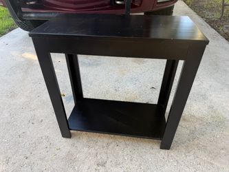 Black Wood Side Table with Bottom Shelf