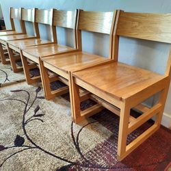 Set of 6 Wood Chairs matching solid wood dining chairs classroom oak light wood