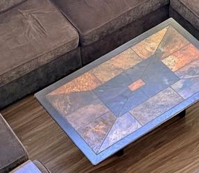 Coffee Table - Mid Century Modern MCM - Scandinavian Brutalist Slate Stone Delivery Available for a fee