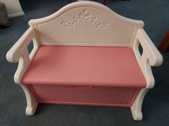 Little tykes pink toy box and bench