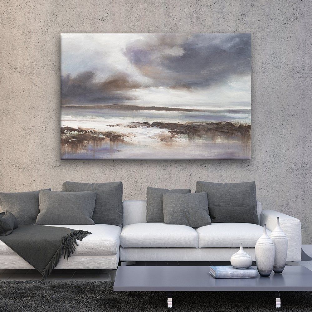 Oil Painting Style Abstract Seascape - Giclee Print Gallery Wrap Modern Home Decor Ready to Hang - 32x48 inches