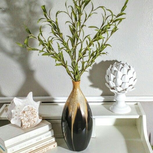 Two Toned Stoneware Vase with Artificial Plants 28" x 15" - CASH ONLY,  PICKUP ONLY (SW Mesa - Dobson & Guadalupe) fake plants faux plants flower
