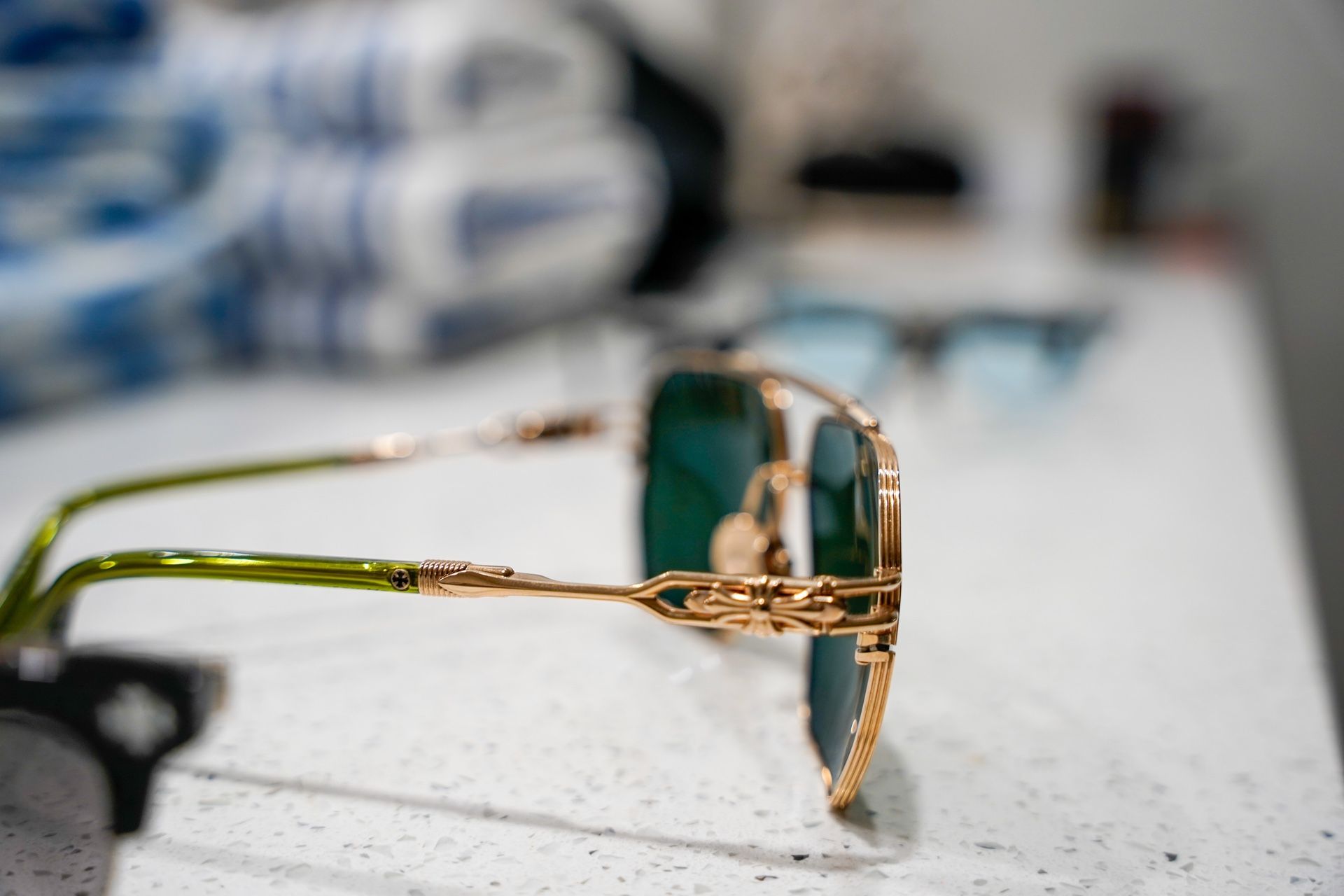 Chrome Hearts "Ripping" Glasses Made in Japan RARE Green & Gold