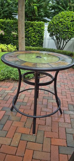 Bar height Stone & glass round table