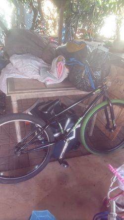 Black BMX Bike with Green Tires 26 inch