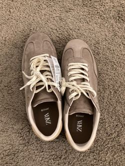 ZARA Suede Barefoot Sneakers – Sandy Brown⁠ * Color: Sandy brown / taupe