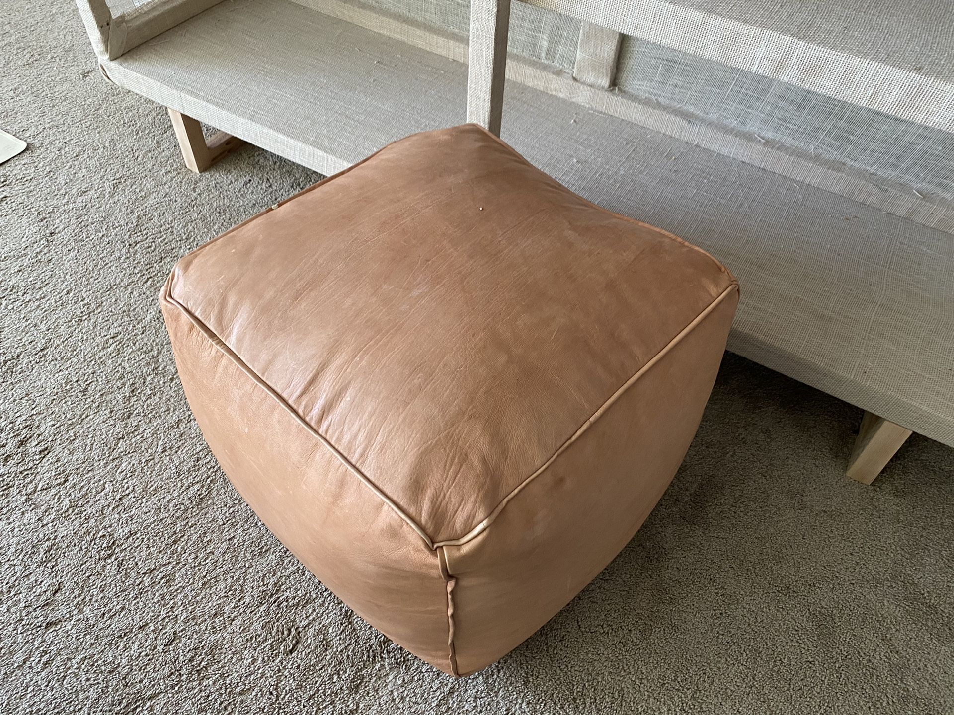 Leather Moroccan pouf