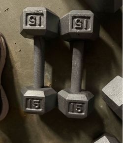 15 lb dumbbells x2