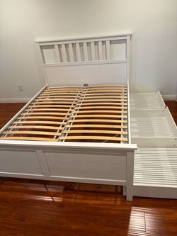 IKEA Hemnes Bed Frame (Queen) w/ storage and nightstand included - White