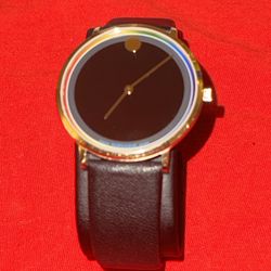 Movado Modern 47 | Museum Dial | Gold-Tone & Black Leather