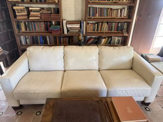 Sofitalia Italian Leather Sofa, Cream, 3 Seat, 84.5 in