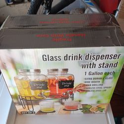 New In Box Glass Drink Dispenser 