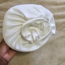 White Church Hat With Flower Detail 